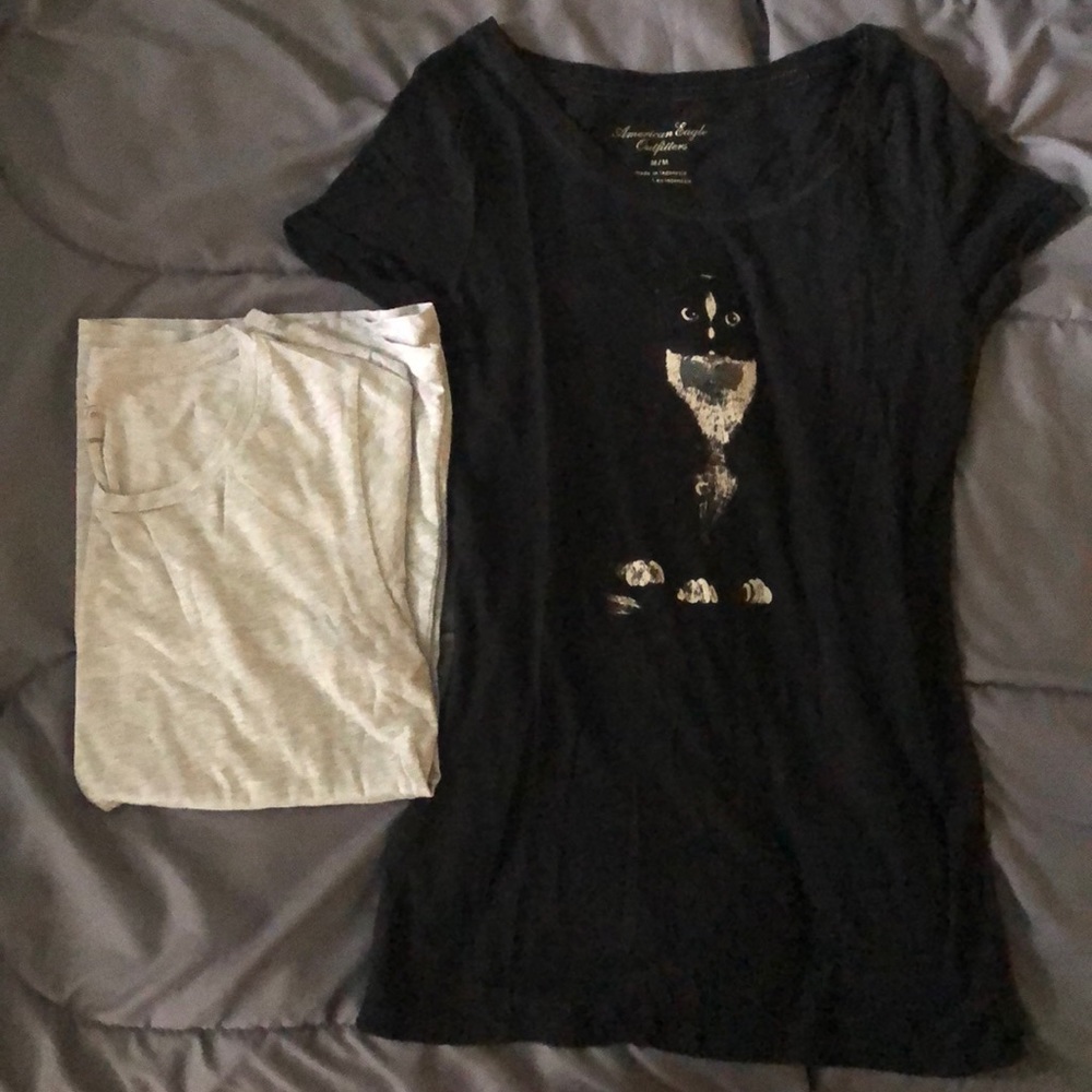 American Eagle cat tee and Sonoma tee